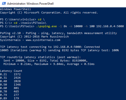 psping setting client latency test blog vinicius deschamps