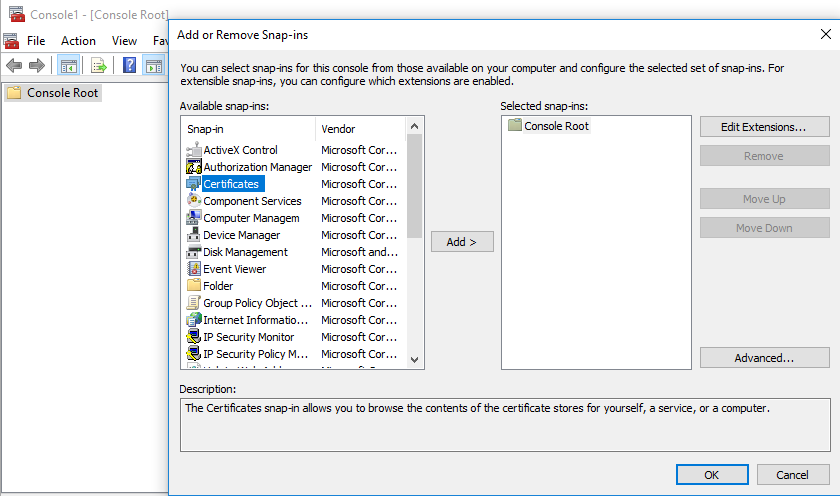 Add Remove Snap-ins Certificate Blog Vinicius Deschamps