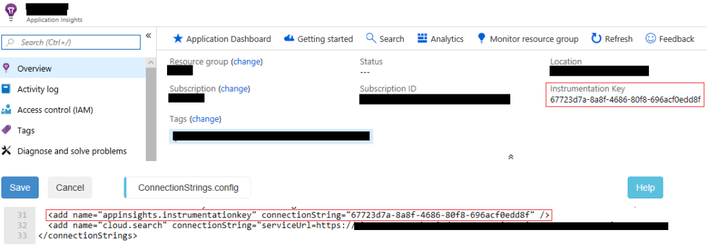 Check Application Insights Instrumentation Key Azure Sitecore Blog Vinicius Deschamps