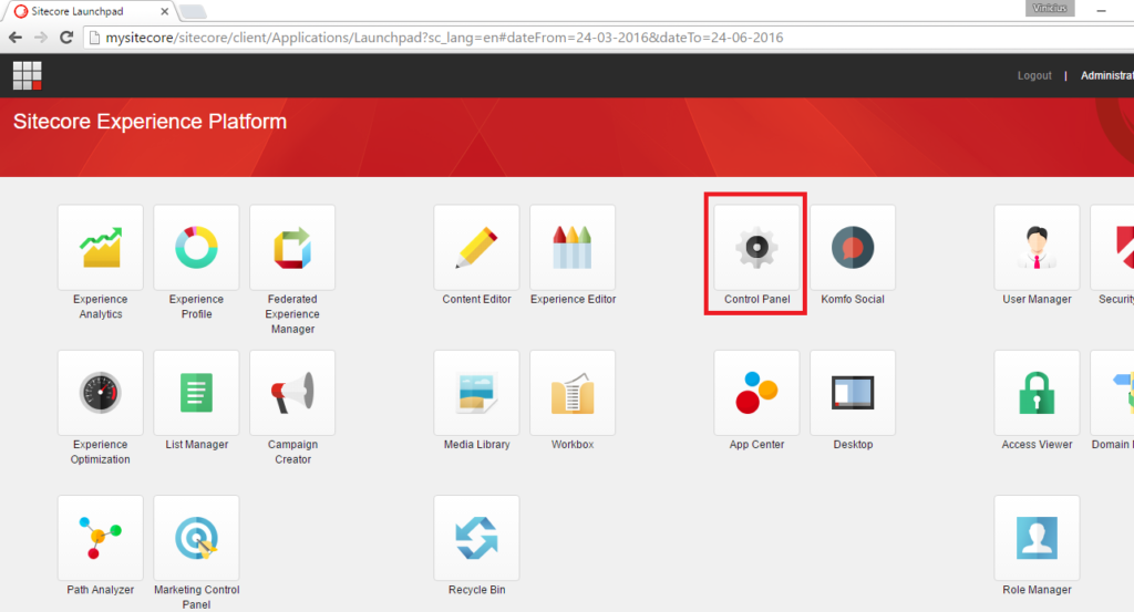 Sitecore Experience Platform Control Panel Blog Vinicius Deschamps