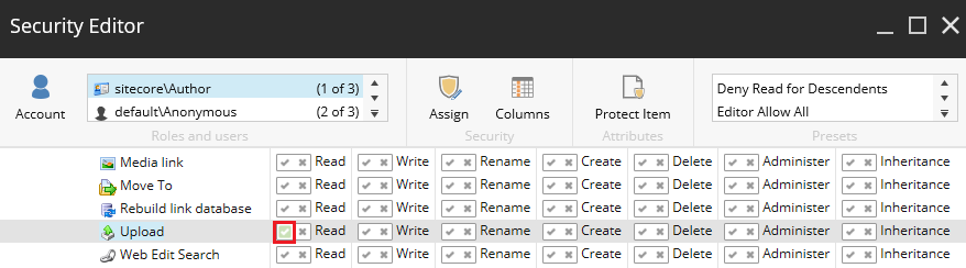 Sitecore Remove Inheritance Security Editor Enable Read Blog Vinicius Deschamps