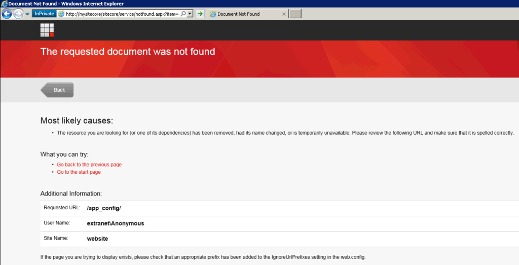 Sitecore The requested document was not found Blog Vinicius Deschamps