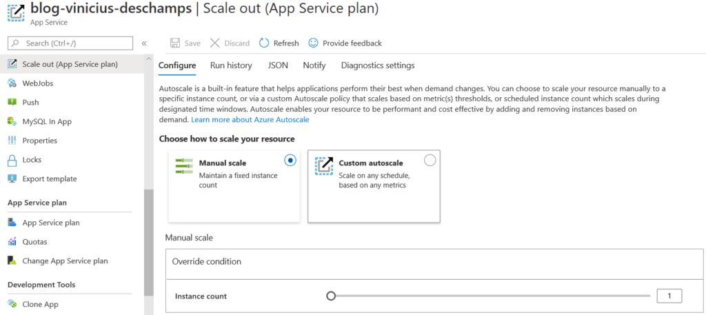 azure app service scale out app service plan configure blog vinicius deschamps