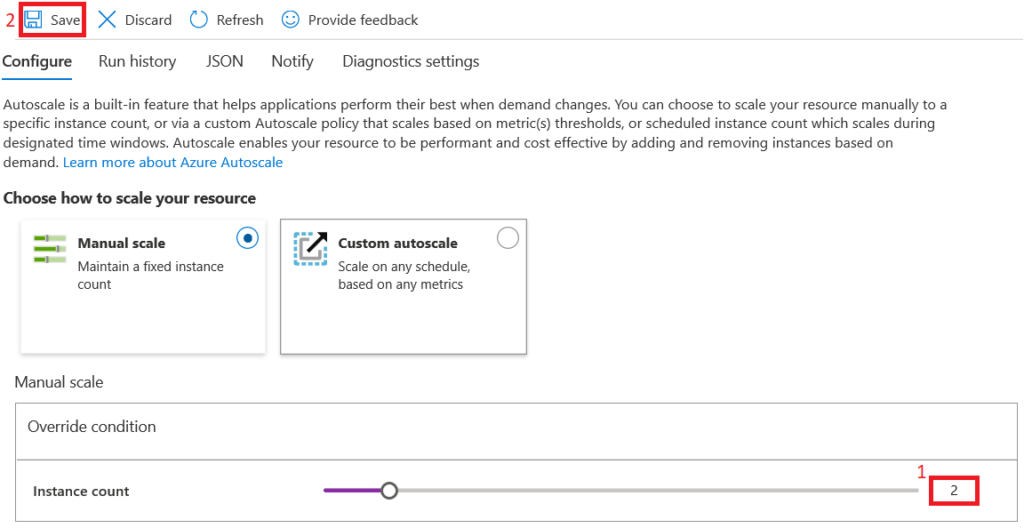 azure app service scale out app service plan configure manual scale blog vinicius deschamps