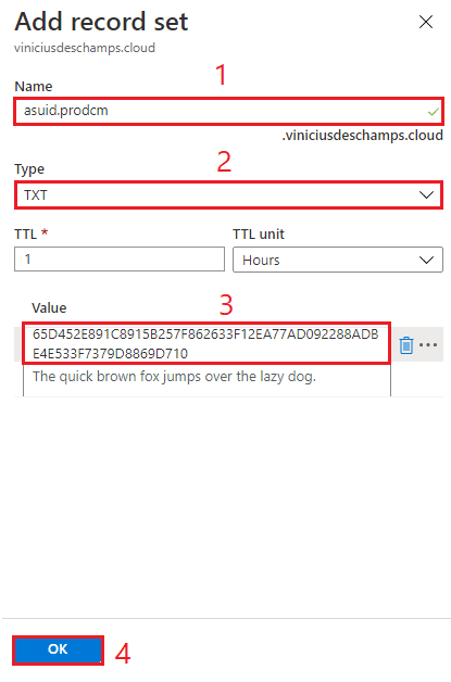 azure dns add record set custom domain verification txt blog vinicius deschamps