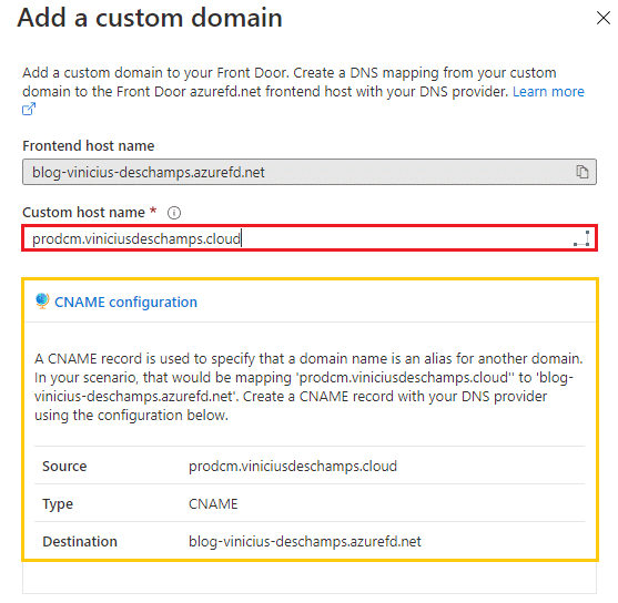 azure front door add a custom domain blog vinicius deschamps