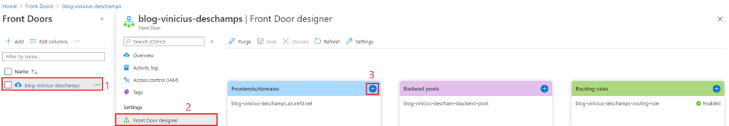 azure front door front door design frontends domains add new domain blog vinicius deschamps