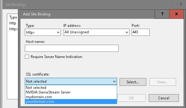 IIS Internet Information Services Add Site Binding Changing Certificate Blog Vinicius Deschamps