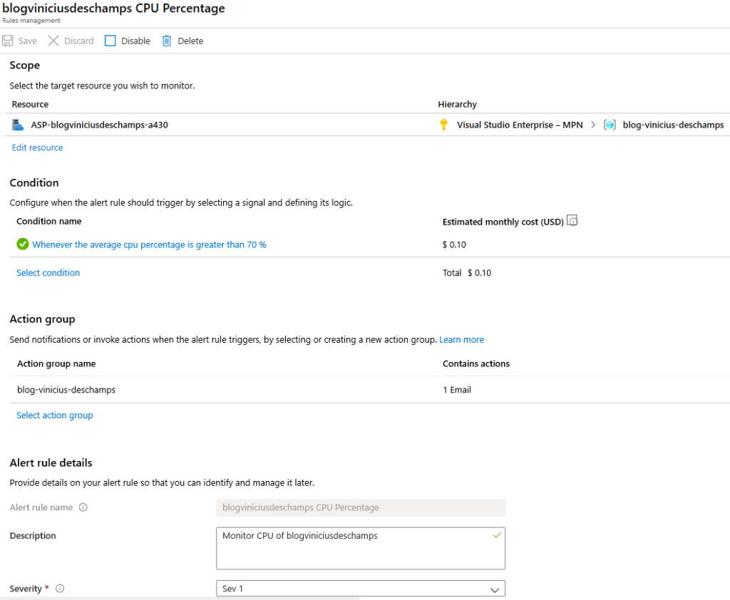 azure monitor manage alerts rule editing blog vinicius deschamps