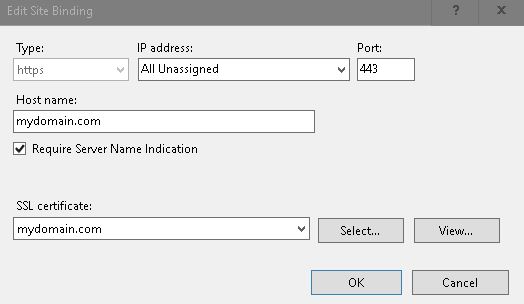 IIS Internet Information Services Edit Site Binding Require Server Name Indication Blog Vinicius Deschamps