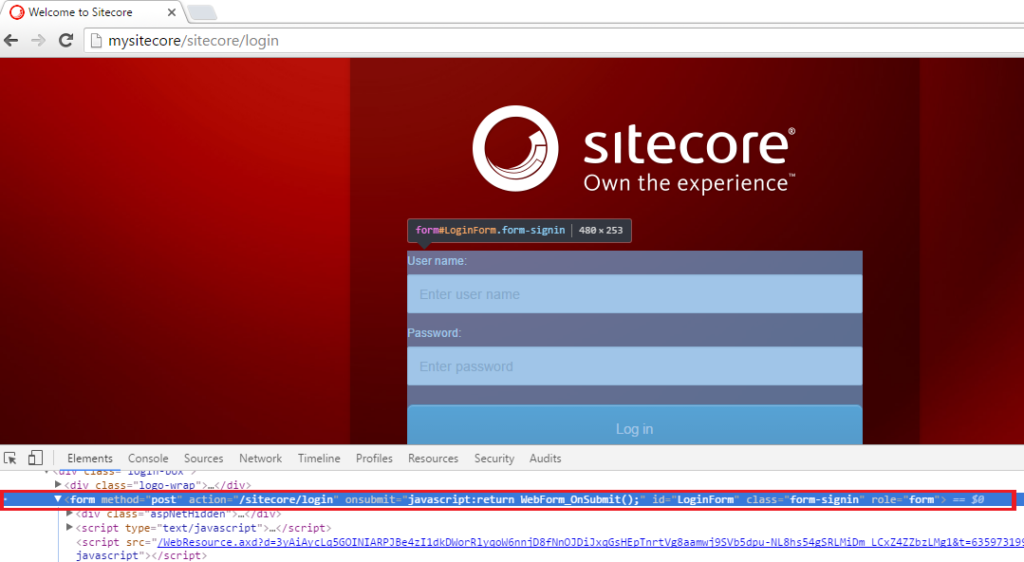 Sitecore login form Blog Vinicius Deschamps
