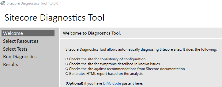 Sitecore Diagnostics Tool Welcome Screen Blog Vinicius Deschamps