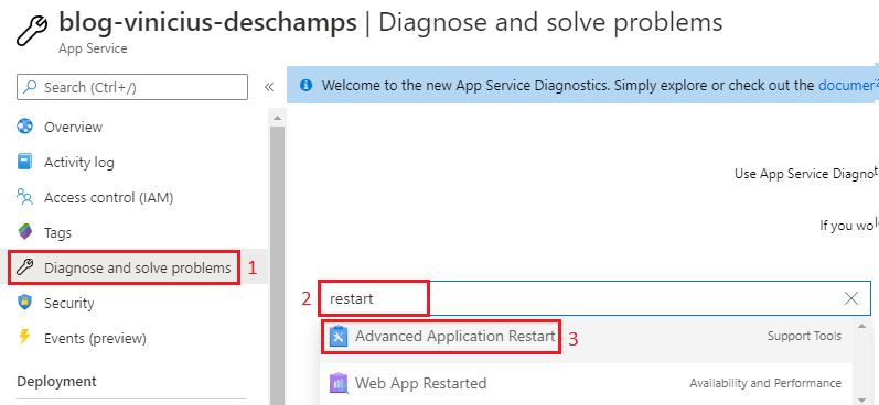 azure app service diagnose and solve problems blog vinicius deschamps