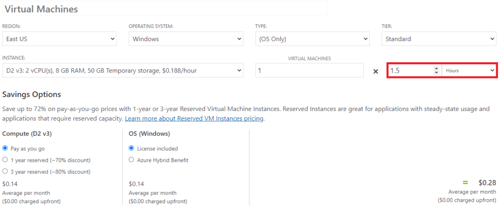 azure pricing calculator d2 v3 virtual machine 90 minutes price blog vinicius deschamps