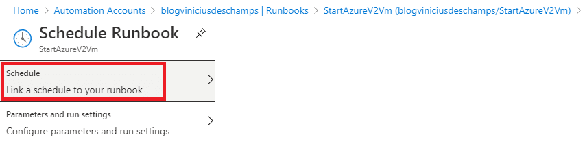 azure automation accounts runbooks link to schedule schedule runbook blog vinicius deschamps