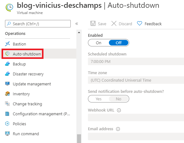 azure virtual machine operations auto shutdown blog vinicius deschamps