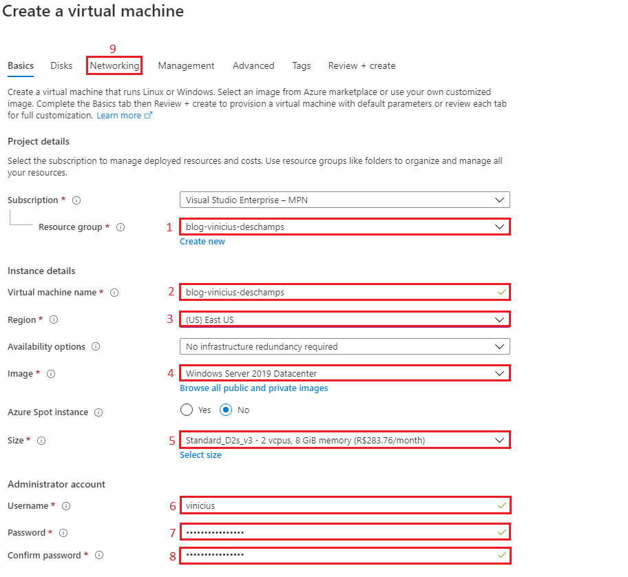 azure create a virtual machine blog vinicius deschamps