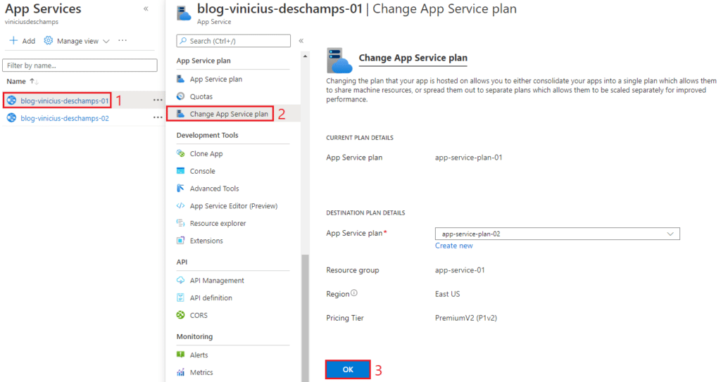 azure app service change app service plan blog vinicius deschamps