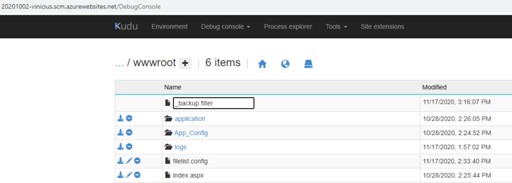 azure app service kudu backup filter blog vinicius deschamps