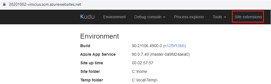 azure app service kudu site extensions blog vinicius deschamps