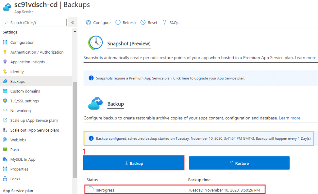 azure app services backup configuration backup inprogress blog vinicius deschamps