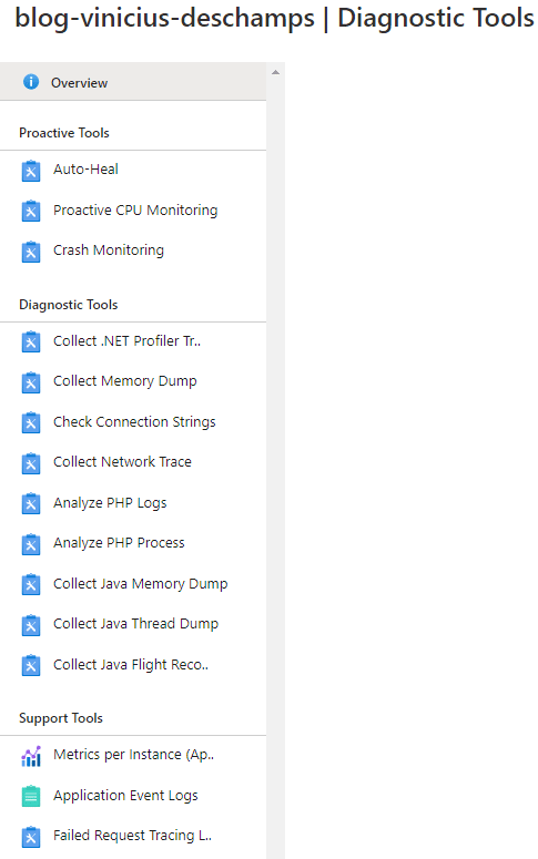 azure app services diagnose and solve problems diagnostic tools blog vinicius deschamps