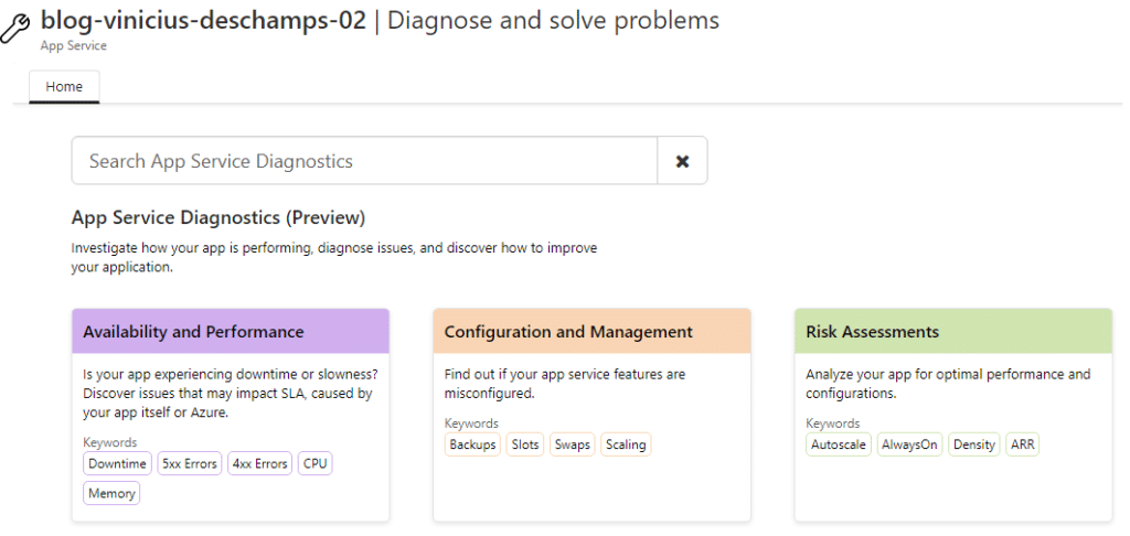 azure app services diagnose and solve problems linux app service blog vinicius deschamps