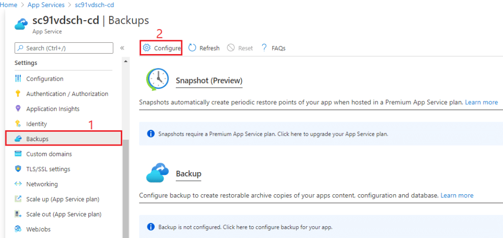 azure app services settings backups configura blog vinicius deschamps